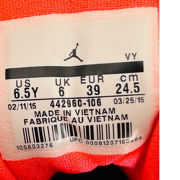 Air Jordan 7 Retro GG Hot Lava 442960-106 White Black Size 6.5Y - Picture 6 of 6